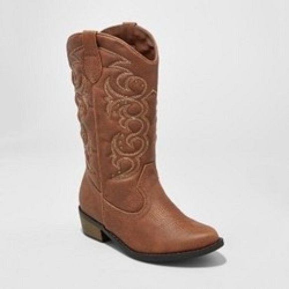 Girls Western Cowboy Cowgirl Boots Brown Size 4,6